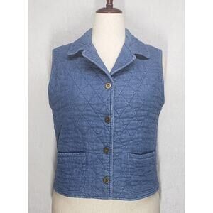 Vintage Koret City Blues Quilted Light Wash Denim Vest Medium Eclectic Grandpa